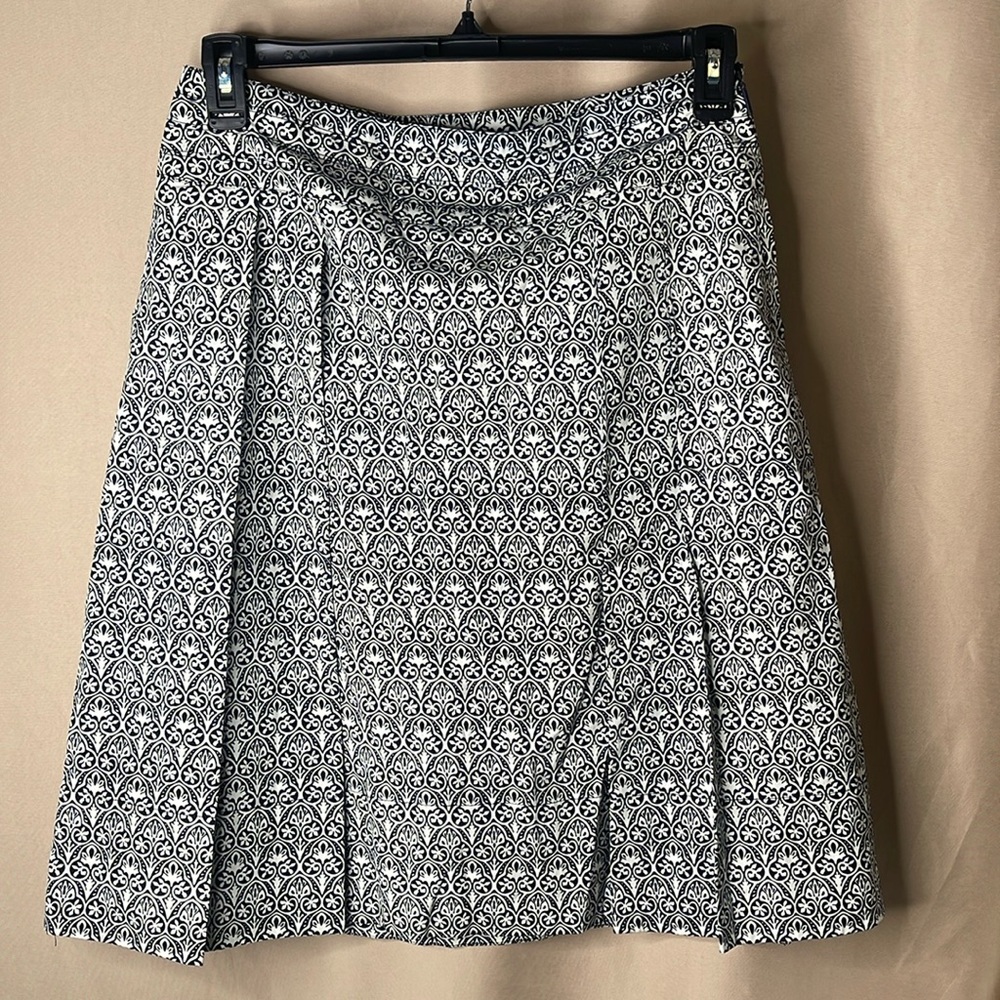 Tory Burch Heidi Skirt Navy White Pleat Skirt Sz 10